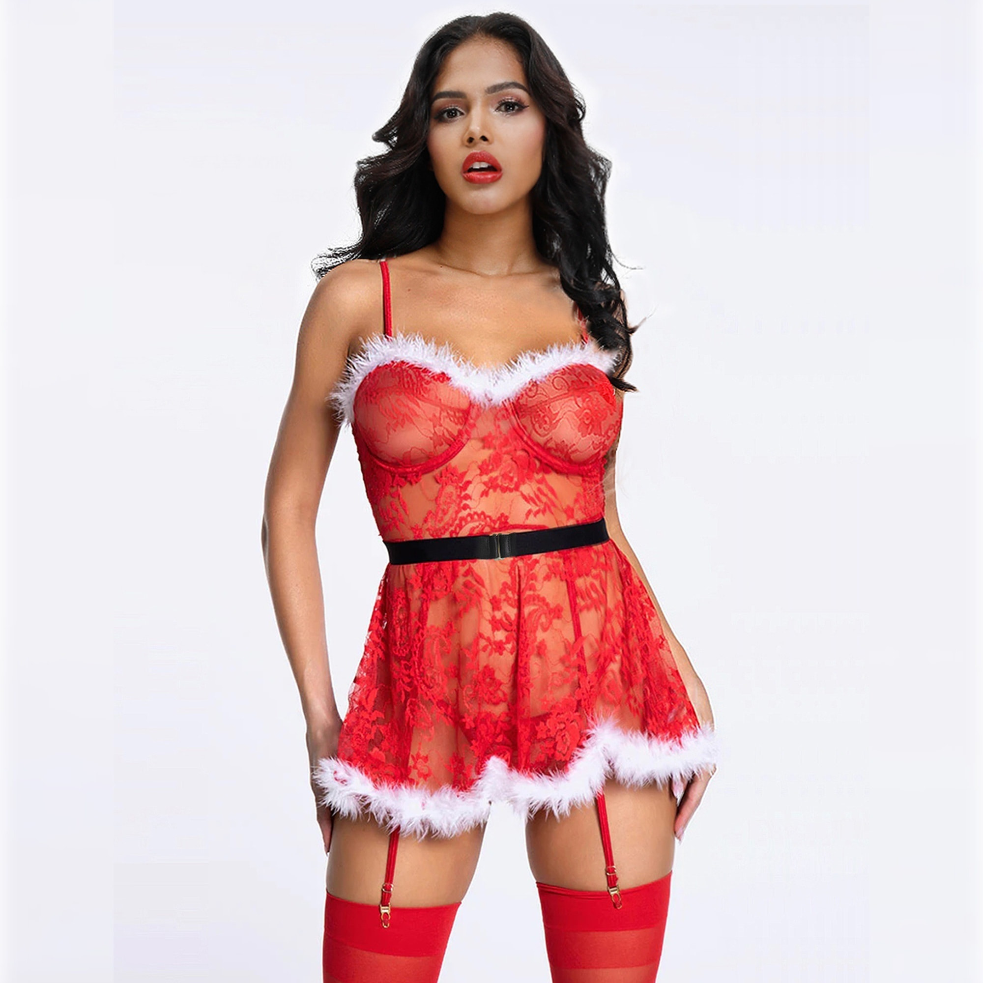 Babydoll floral sexy de navidad