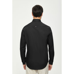 Camicia Uomo 1 Bottone Button Down Slim Cotone Unito Nero
