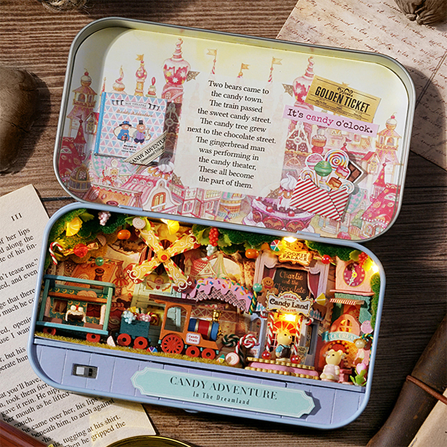 Aventura de caramelo. Maqueta 3D plegable, realista con gran detalle y luces led.