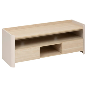 Meuble TV Roundy blanc ivoire et bois