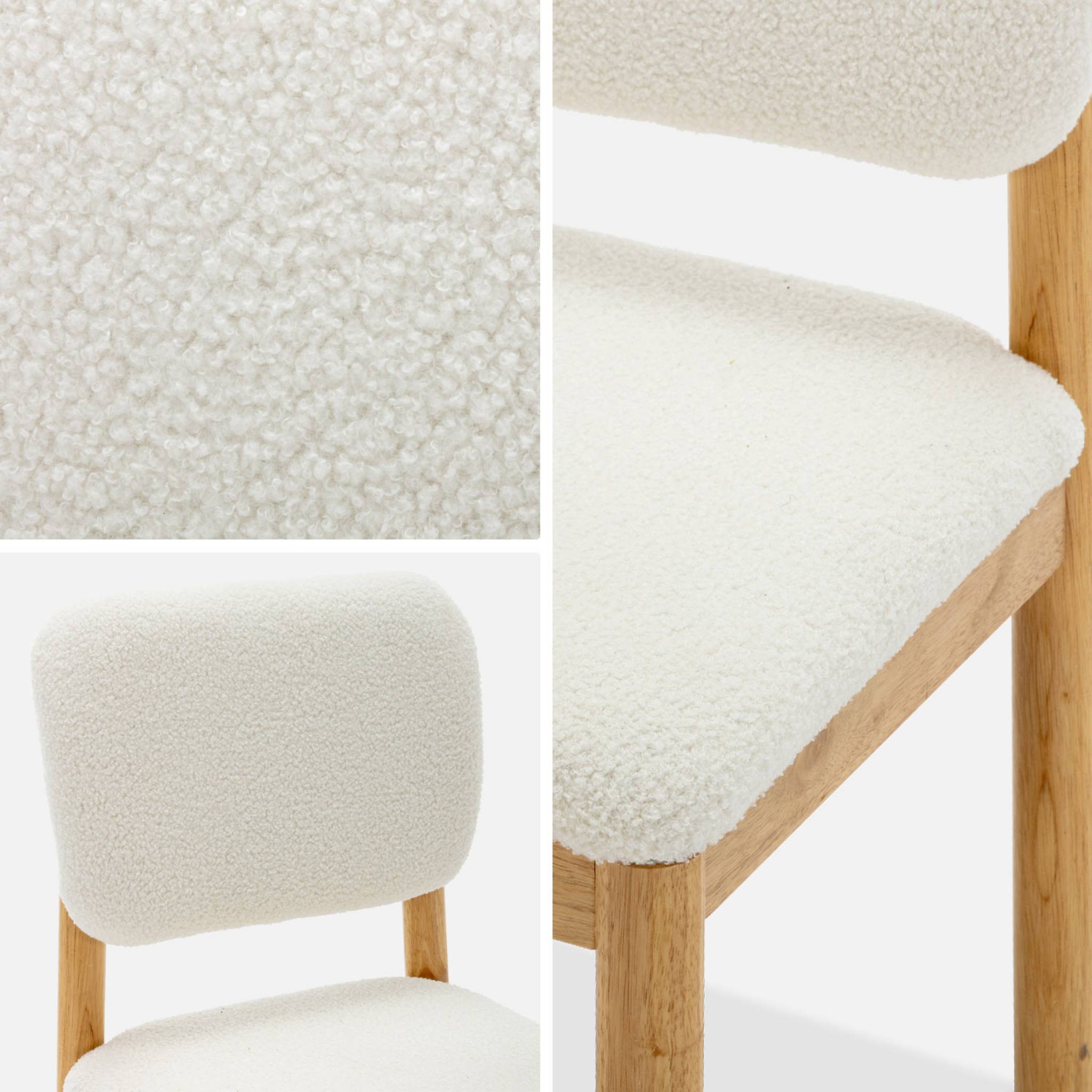 Chaises bois d'hévéa et revêtement bouclette (lot de 2) SWANN