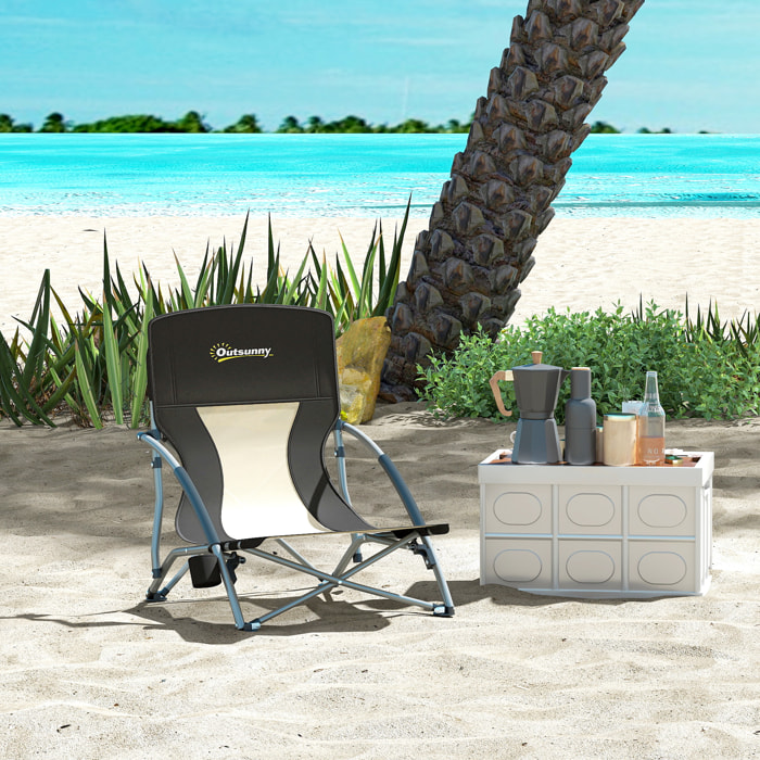 Chaise de plage pliante - chaise de camping compacte légère poids net 2,2 Kg - métal polyester textilène noir