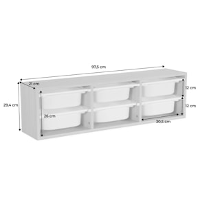 Meuble de rangement pour enfant. 6 bacs en plastique orange pêche - Sora
