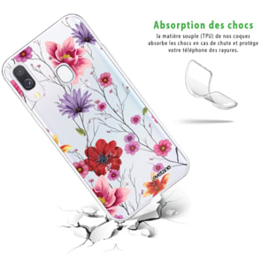 Coque Samsung Galaxy A40 360 intégrale transparente Fleurs Multicolores Tendance Evetane.