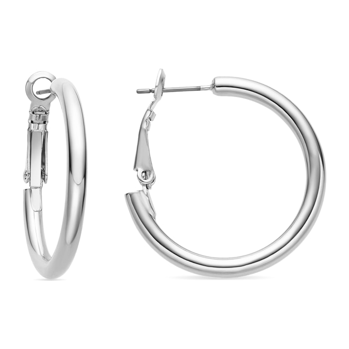 Pendientes de 30mm de diámetro acabados en rodio