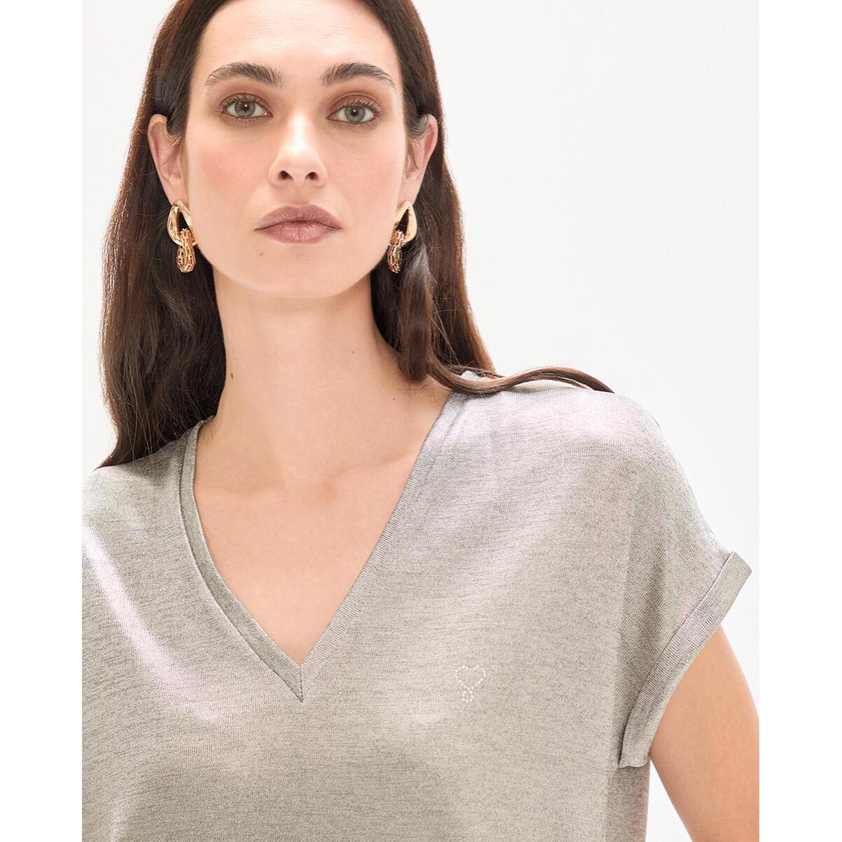 Maglietta laminata con scollo a V