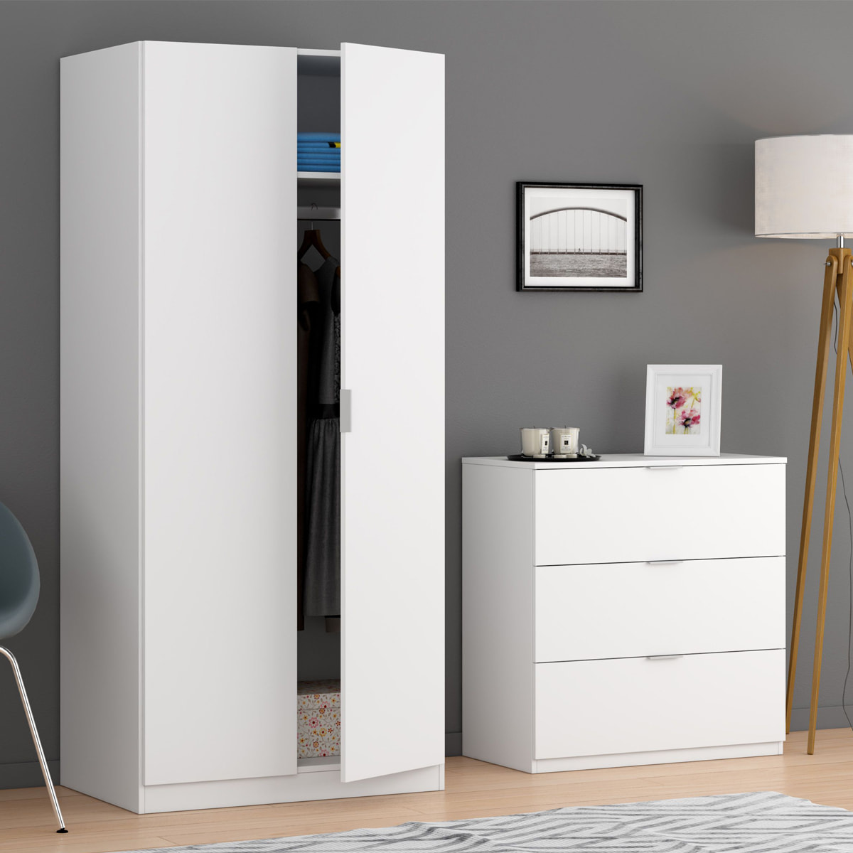 Cassettiera 3 Cassetti Comodino Senza Piedi Comò Mobile Camera Letto Salvaspazio Antigraffio Design Minimal Moderno Lavanderia 77x38x80 Cm Bianco