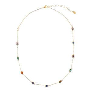 Collana Girocollo in Argento 925 placcato Oro Giallo 14Kt con Cubic Zirconia Colorate