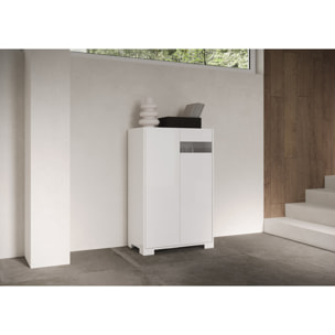 Credenza alta 2 ante 70x35x110 cm Riflesso bianco lucido