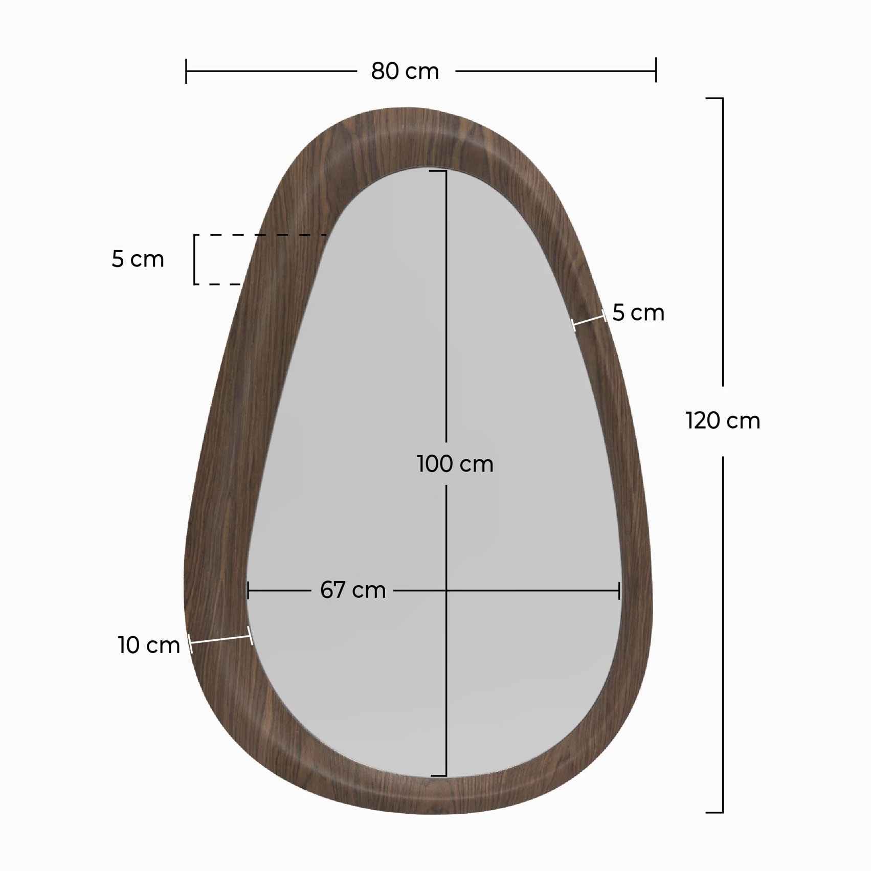 Miroir ovale en placage noyer, 80 x 120 cm - Yoko