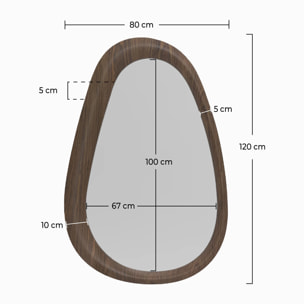 Miroir ovale en placage noyer, 80 x 120 cm - Yoko