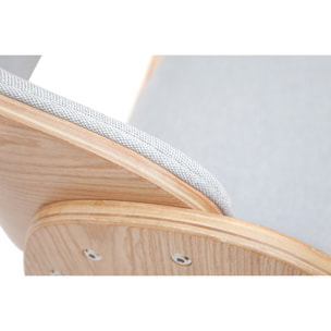 Chaise design en tissu gris et bois clair BENT