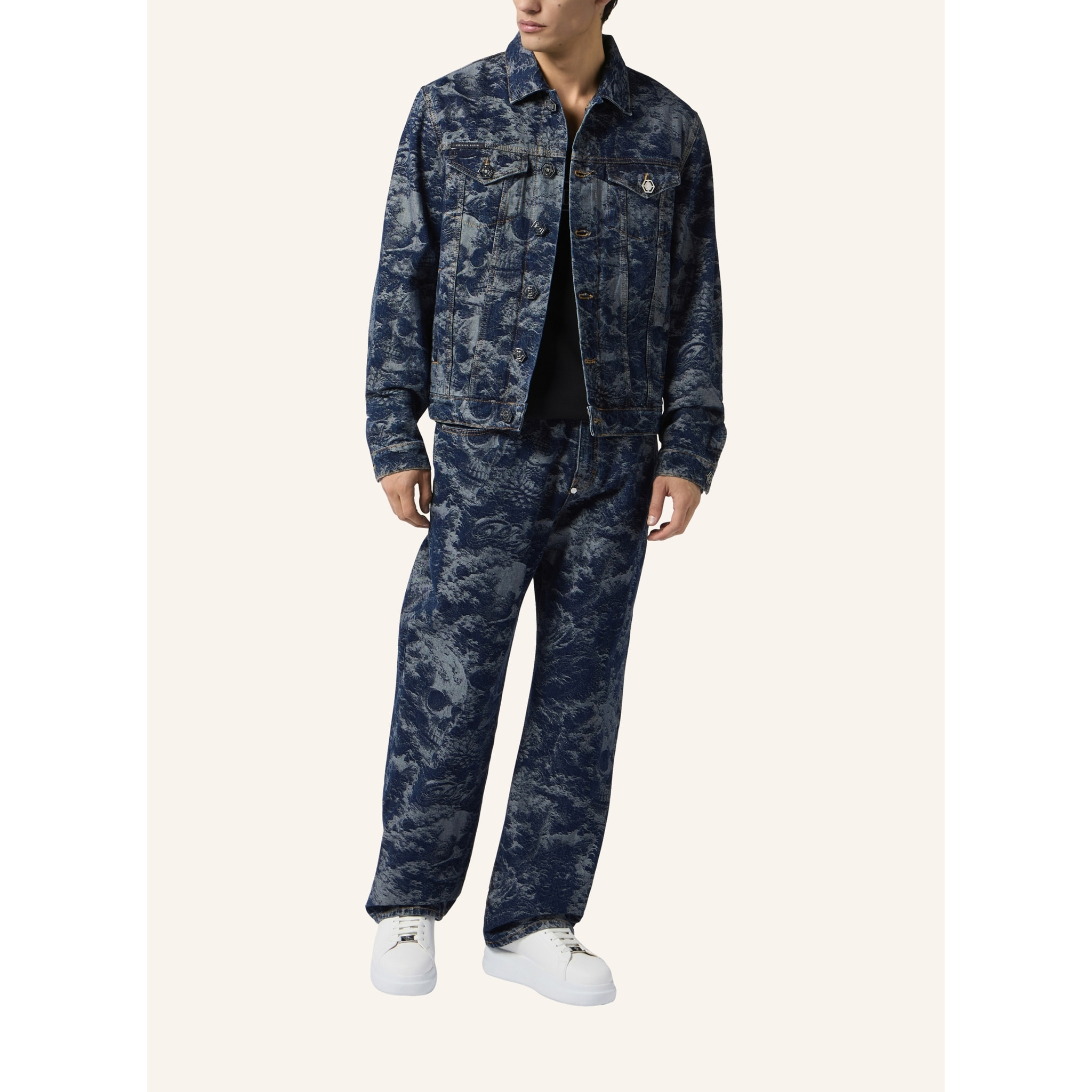 PHILIPP PLEIN Beach Boy Fit Jeans All-Over Skulls Skull