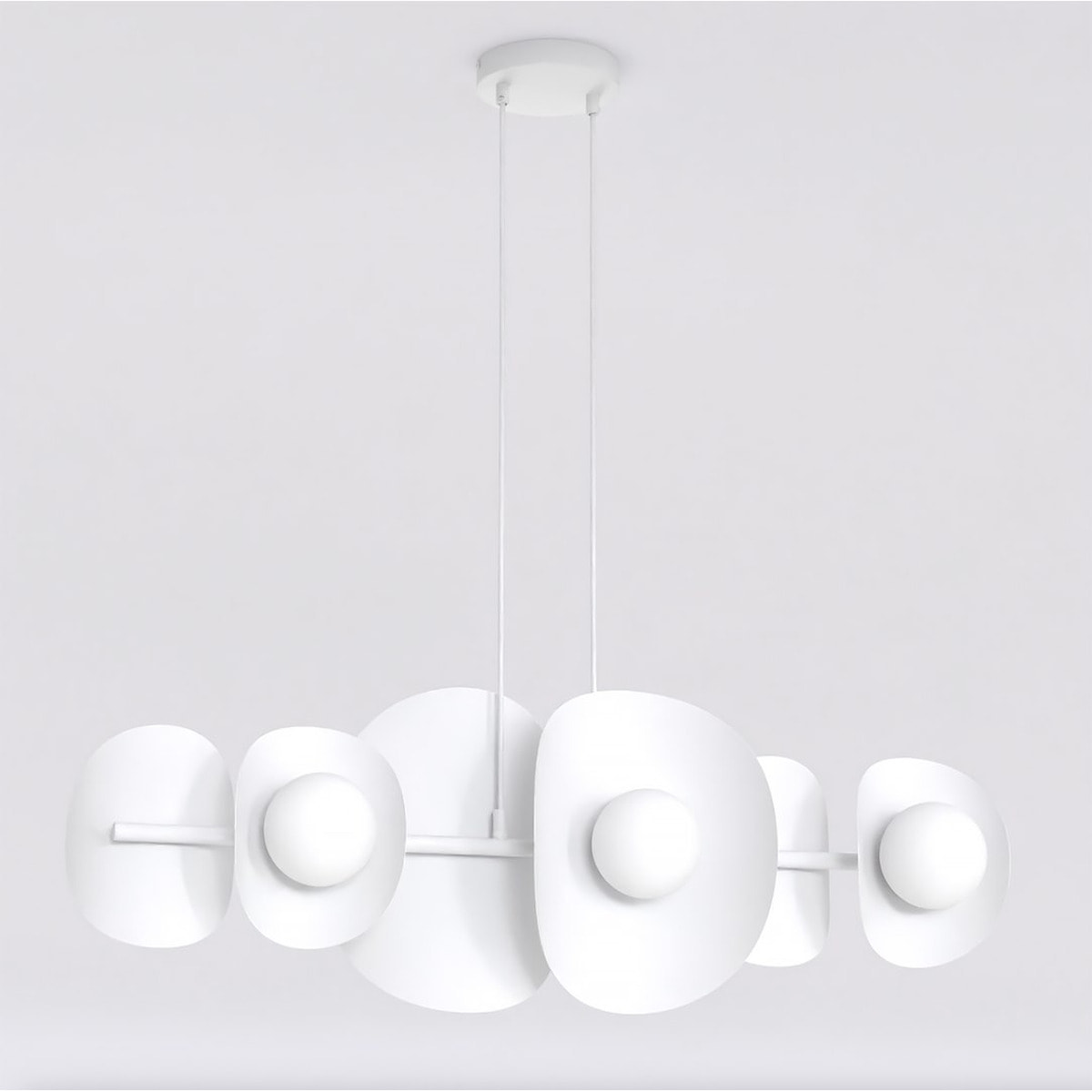 Lampada a sospensione Elementi 6 in acciaio bianco opaco