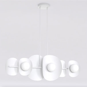 Lampada a sospensione Elementi 6 in acciaio bianco opaco