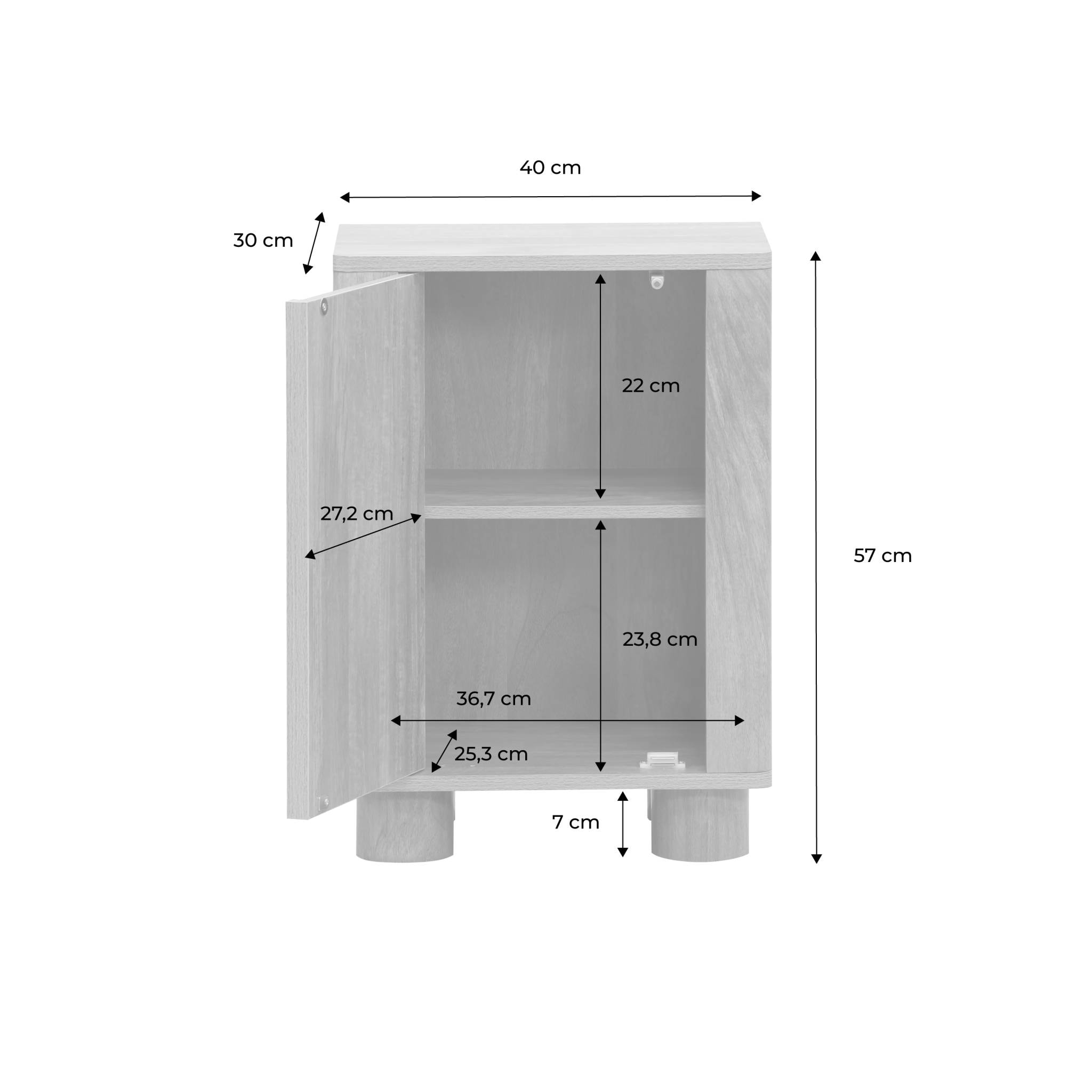 Lot de 2 tables de chevet effet bois de manguier 1 porte réversible Pondi