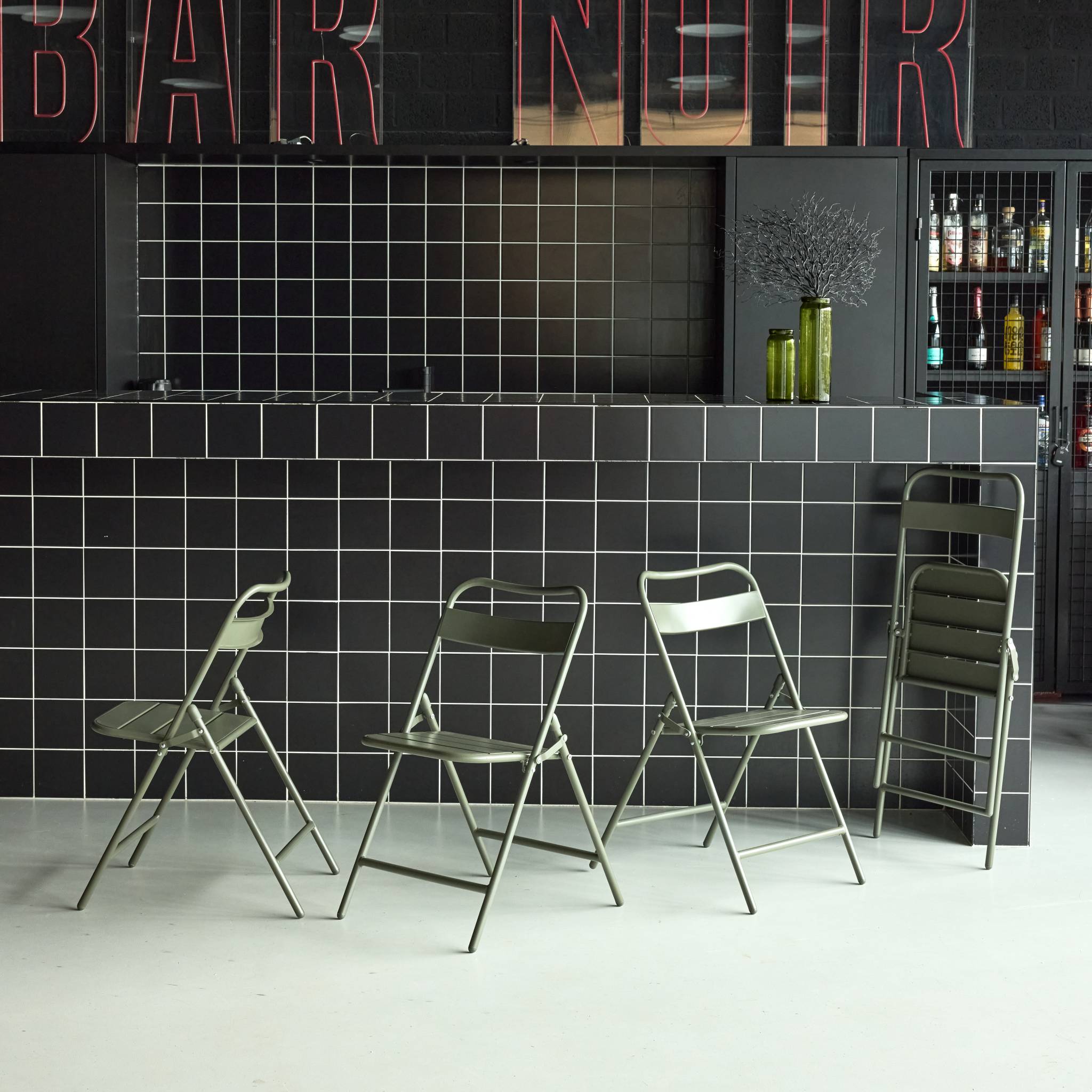 Chaise de jardin pliante acier (lot de 4) AMÉLIA