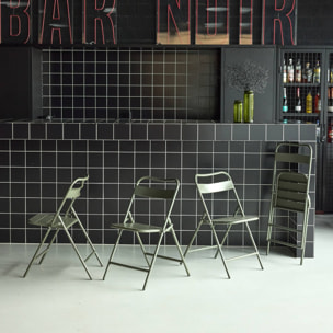 Chaise de jardin pliante acier (lot de 4) AMÉLIA