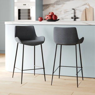 Lot de 2 chaises pour îlot central en tissu gris 65 cm - Pirata