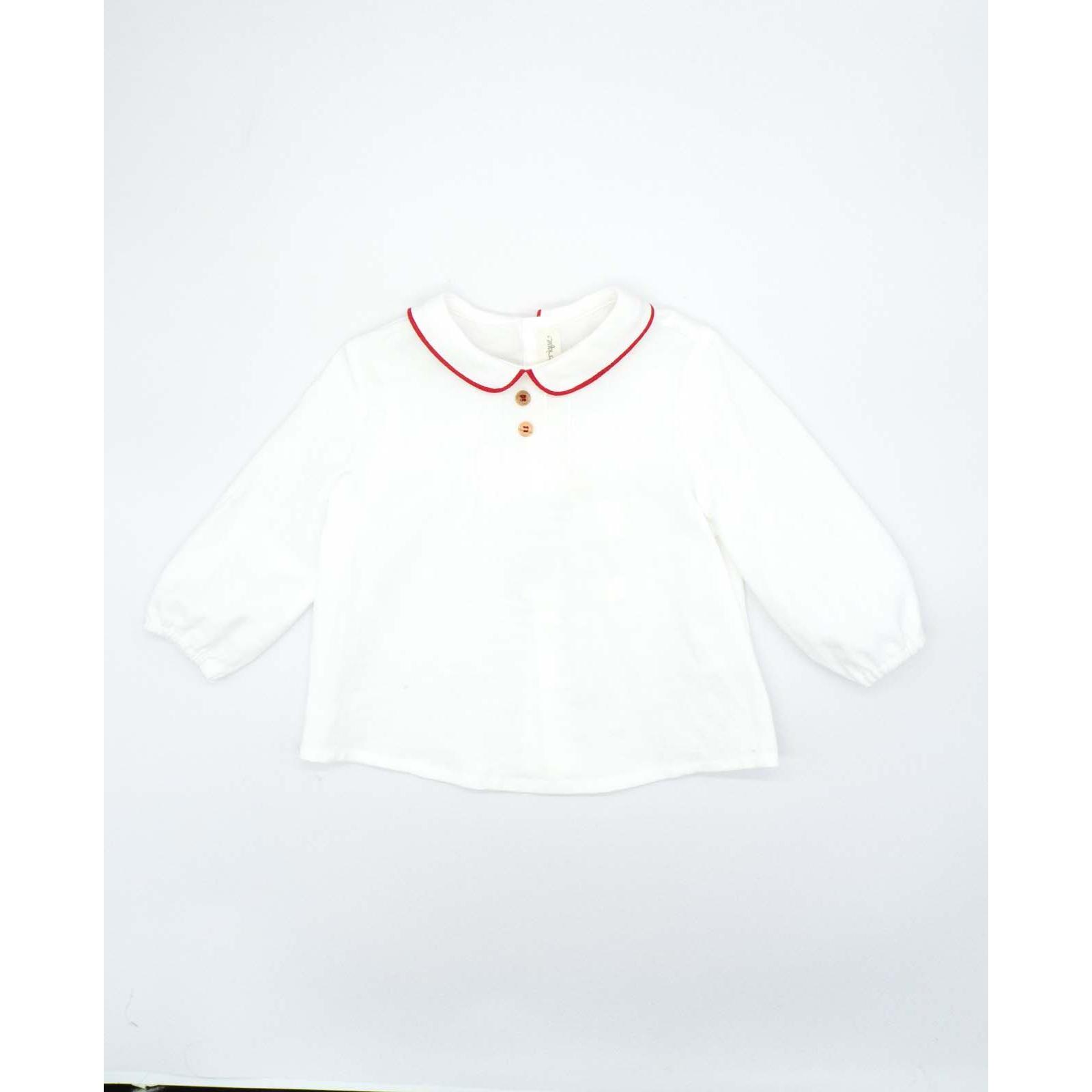 Camisa viella con cuello rojo y blanco