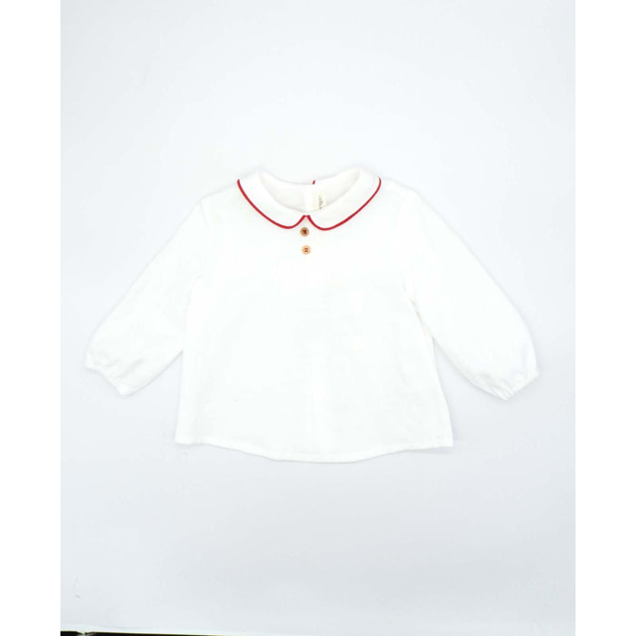 Camisa viella con cuello rojo y blanco