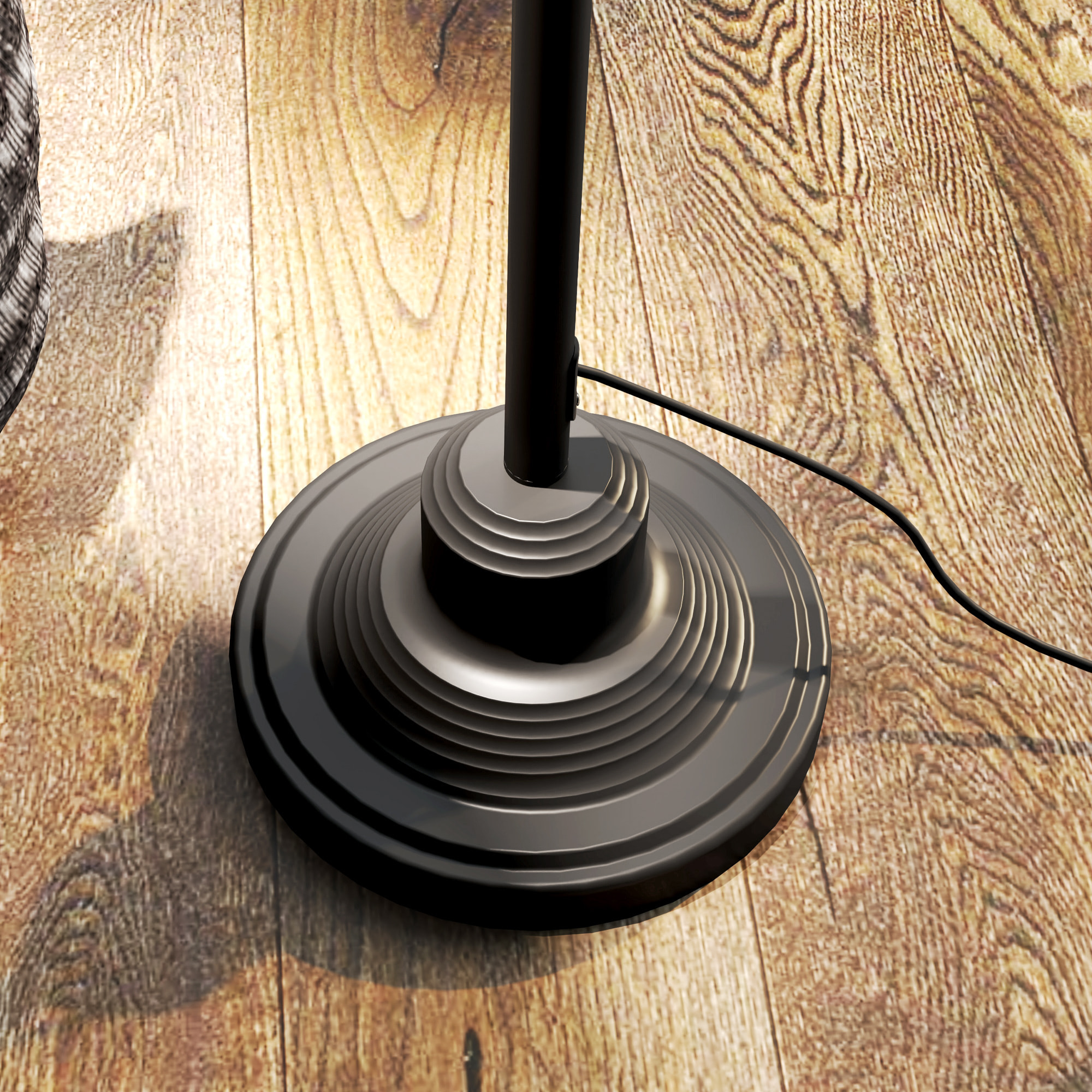 Lampadaire style néo-rétro métal noir - abat-jour réglable - H.152 cm