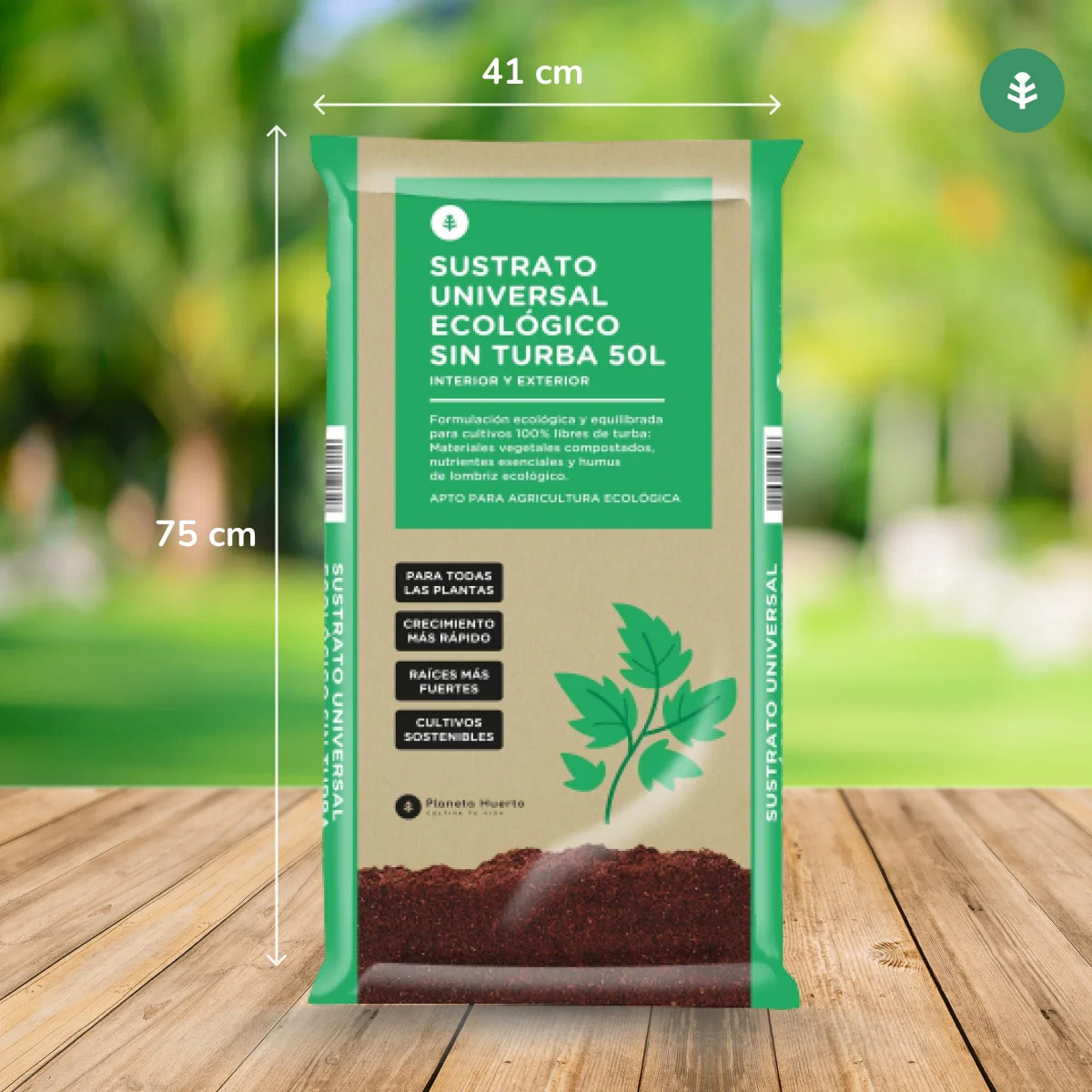 Sustrato Universal Sin Turba ECO Planeta Huerto 50 L - Fórmula mejorada