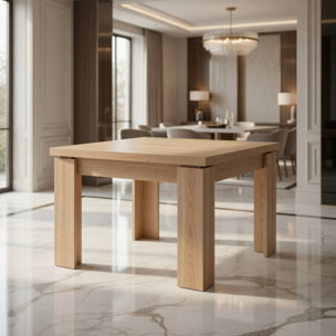 Tavolo Allungabile Moderno Gambe Spesse Design Minimal Meccanismo Centrale Estensibile Ideale Per Cucina Sala da Pranzo 90 x 90 / 180 x 90 Cm Rovere