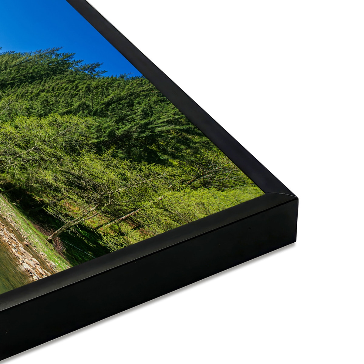 Affiche encadrée rivière en forêt et nature Affiche + cadre en métal - Noir