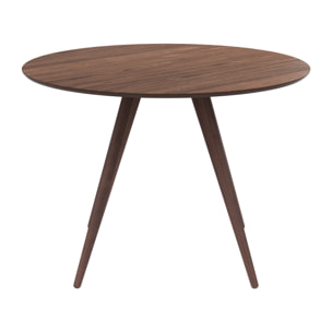 Table ronde 4 personnes en bois foncé finition noyer D105 cm - Liwa