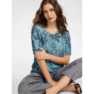 Elena Mirò - Jersey estampado mezcla de algodón - Azul