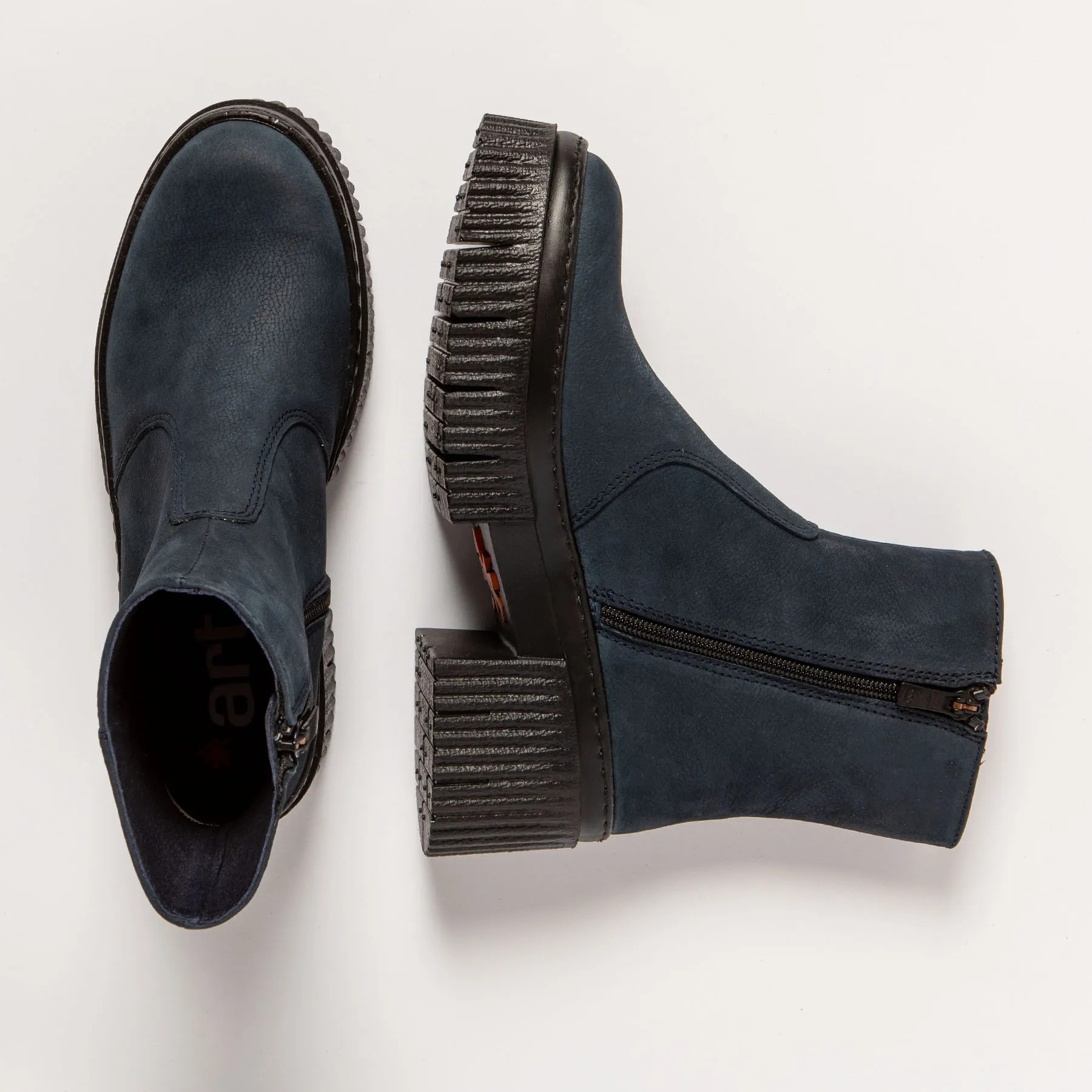 Botines con tacón 1374 NOBUCK NAVY/YORK color Navy