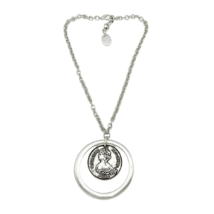 Collar Gd Coin con aro en plata chapado