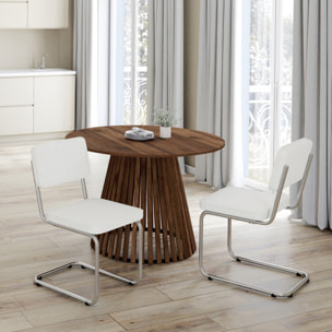 Chaises Naya en bouclette crème et pied métal - lot de 4