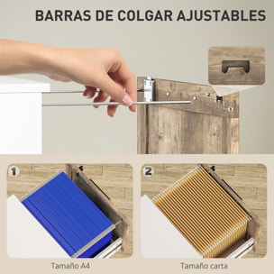 Cajonera de Oficina con 4 Cajones Cajonera de Escritorio con Cerradura 2 Llaves Barras Colgantes para A4 Carta Archivador Móvil para Estudio 39,4x40x129 cm Blanco y Madera