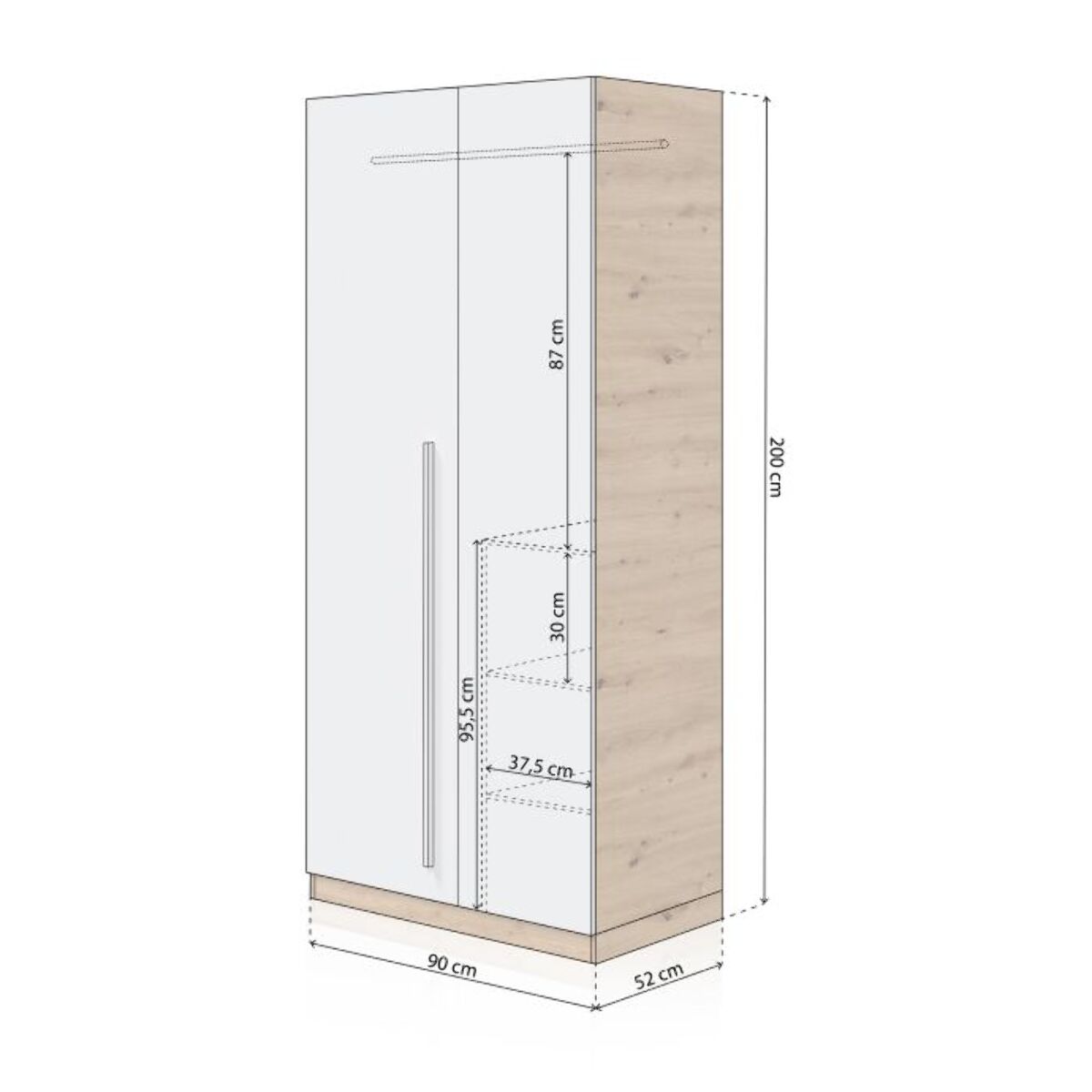 Armario Dess Blanco Artik (Blanco Mate) - Roble Nodi