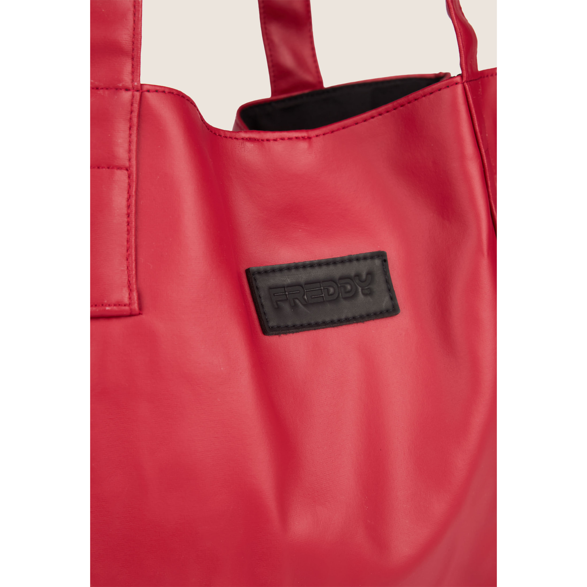 Shopping bag in similpelle con logo applicato