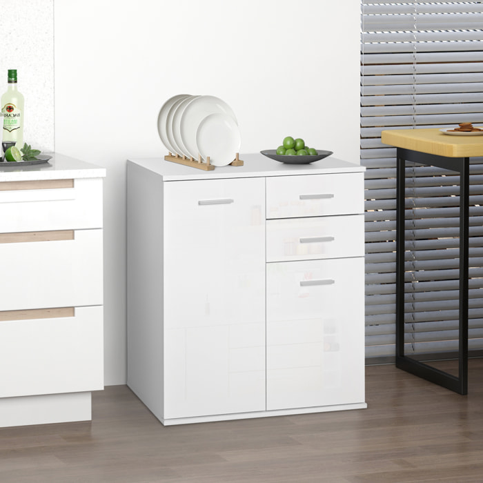 Armario Buffet con 2 Cajones de Madera 71x35x76cm Blanco