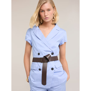 Motivi - Blazer doppiopetto a manica corta - Azzurro