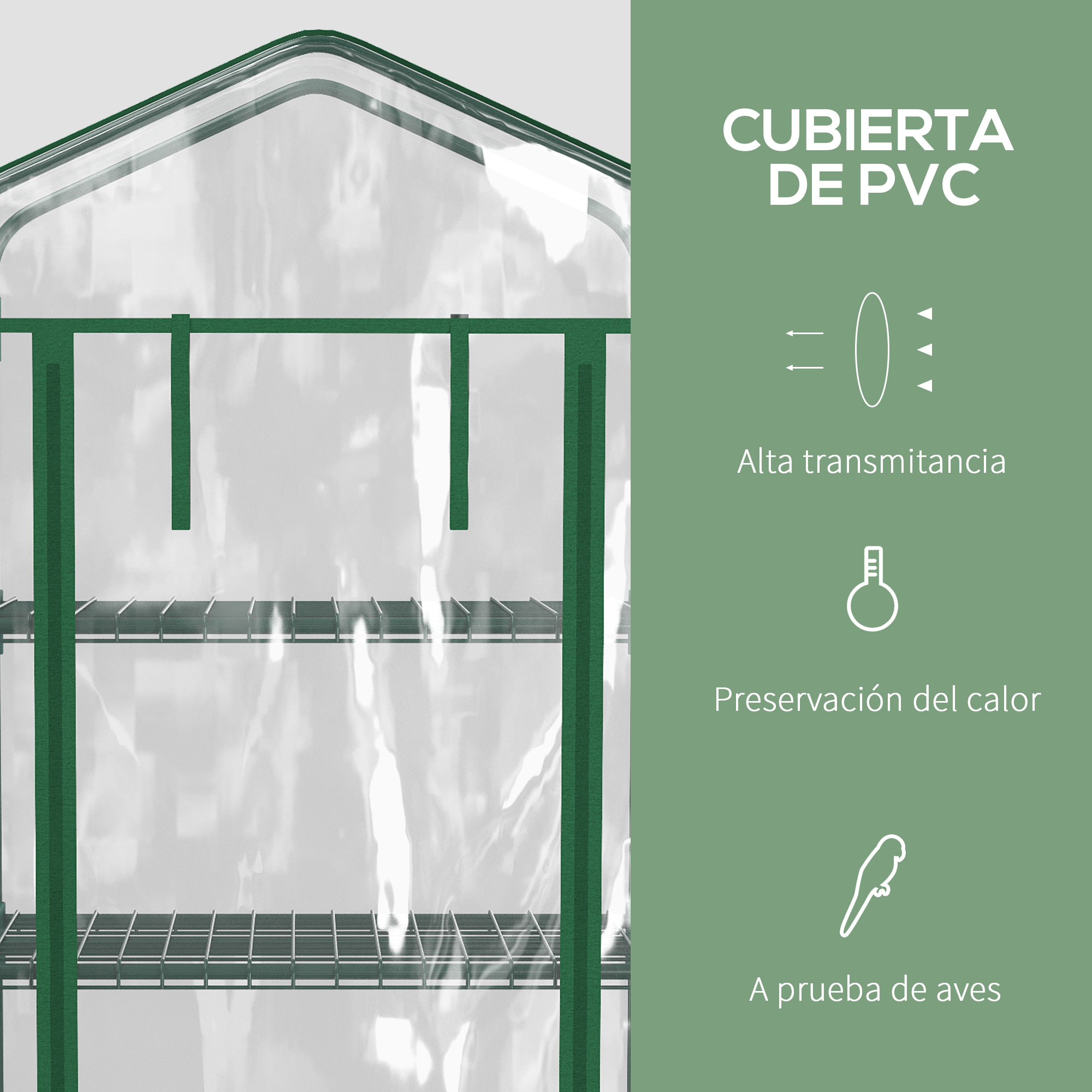 Invernadero Pequeño Invernadero de Exterior con Ruedas Estantes de 4 Niveles Puerta con Cremallera y Marco de Acero Invernadero para Cultivar Plantas Flores 69x50x165 cm Transparente