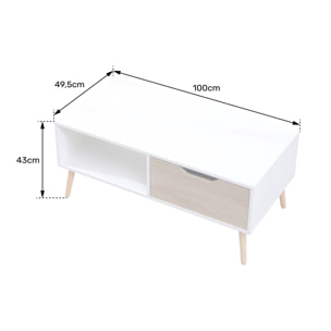 Table basse avec tiroir style scandinave noire FREJA
