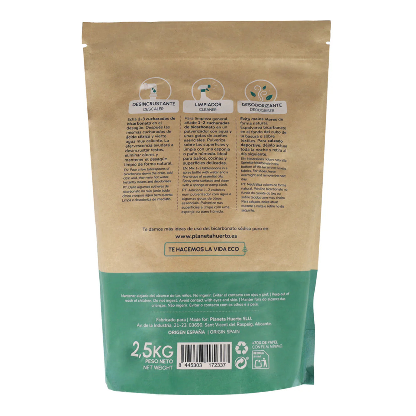 Pack 3x Bicarbonato sódico Planeta Huerto 2,5 Kg