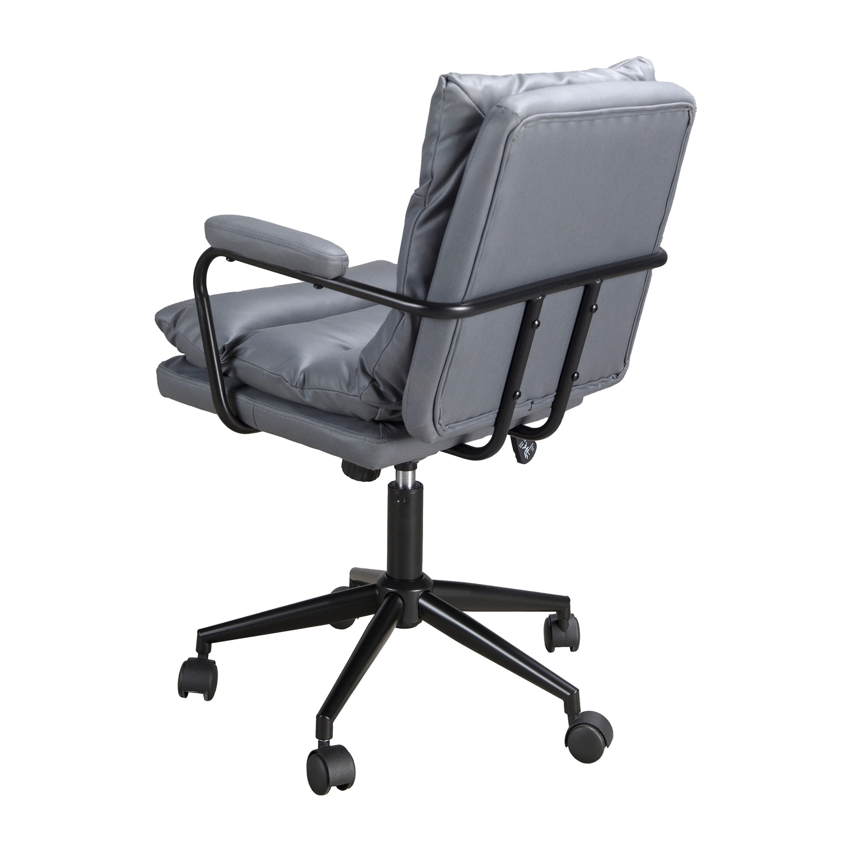 Silla Angel Cerdá oficina giratoria con asiento y respaldo tapizado en tela en gris patas en acero inoxidable en negro 59x63x90cm