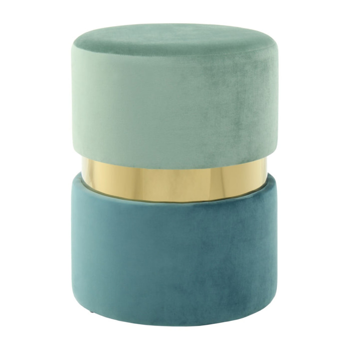 Sgabello Pouf Gipsy 800 in Velluto Mint e Petrolio