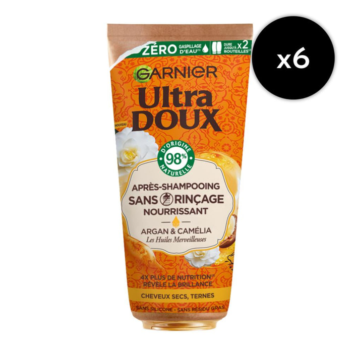 Lot de 6 - Après-Shampooing sans rinçage huile d'argan camélia Ultra Doux 200ml