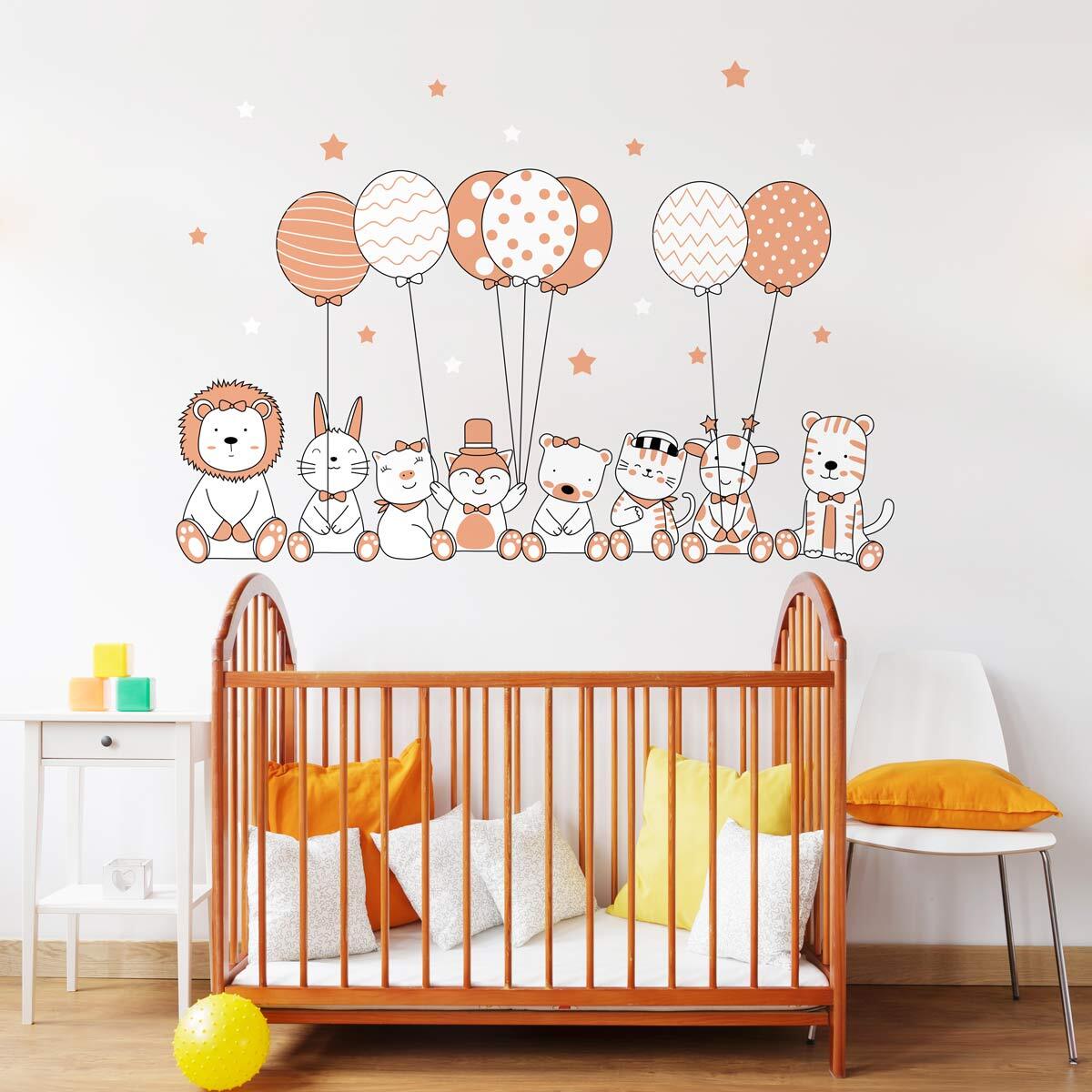 Stickers muraux | Sticker Mural Autocollant - ANIMAUX ACROBATES ET LES BALLONS FANTASTIQUES - Stickers adhésifs
