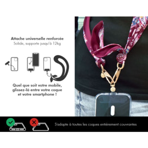 Cordon téléphone FORCE CASE Bandoulière bandana Bordeaux