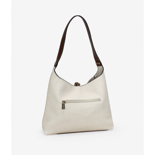 Bolso de hombro beige efecto rafia