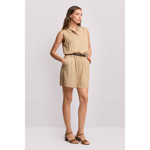 Kocca - Tuta corta con colletto a camicia Donna, Tinta unita, Colletto di camicia