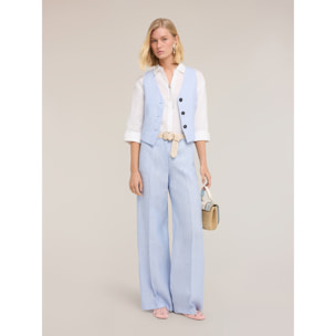 Motivi - Pantalones palazzo de lino - Light - blue